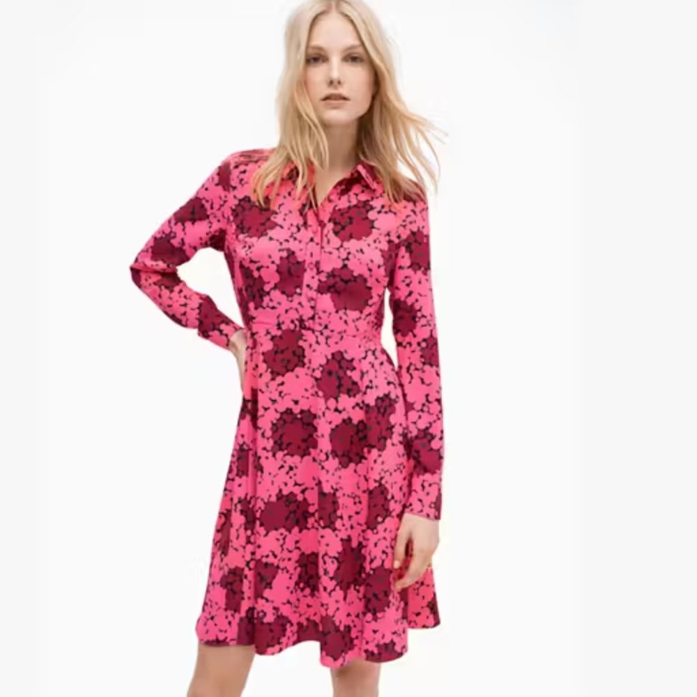 kate spade pink Bubble Dot Smocked Dress size 6 nwot